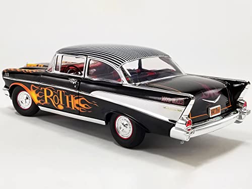 Modelo 1957 Chevy Bel Air en escala 1:18 color negro miniatura 5
