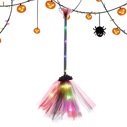 Pavsicgn Hexenbesen Für Kinder, Kleinkinder, Halloween-Hexenbesen Mit LED-Licht, Hexen besens, Cosplay-Requisiten-Zubehör