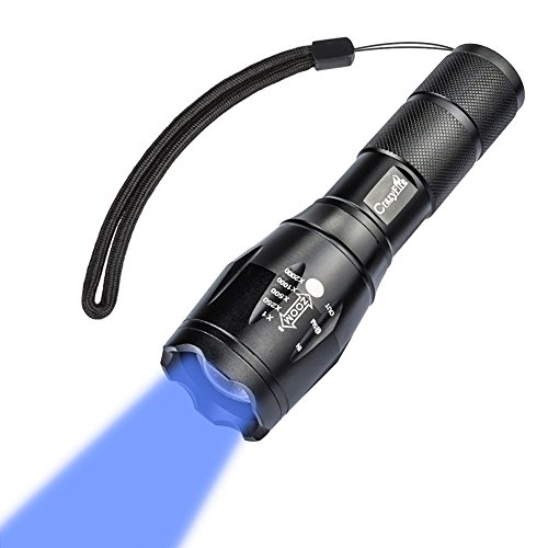 Zoomable Blue Light LED Flashlight, CrazyFire 1000 Lumens High Power Handheld LED Lantern Torch with 5 Modes Switch Function For Hiking Hunting Boating Fishing Home Using Outdoor Activities