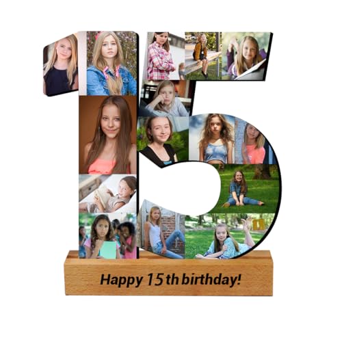 Personalized Custom 15th Birthday & Wedding Anniversary Photo Collage Frame for 15 Year Olds' Birthday Party Decorations