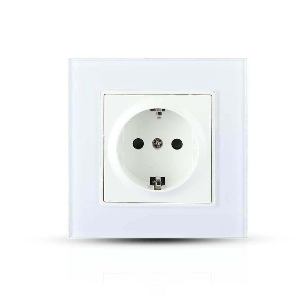 Prise encastrable en verre blanc pour salon et cuisine V-TAC Standard Allemand