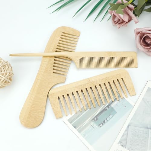Set de 3 peines de bambú natural hechos a mano miniatura 7
