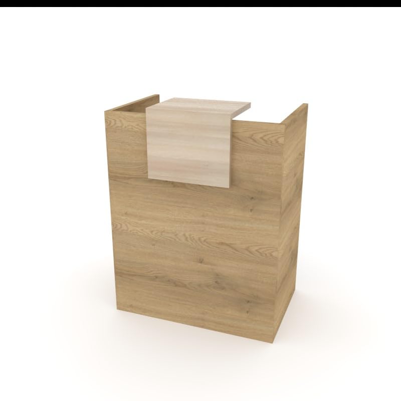 OFICIT Mostrador de Recepción y Oficina. Facil Montaje – Color Base Olmo, Color sobremostrador Acacia | 80x105x50 cm | Fabricado en España
