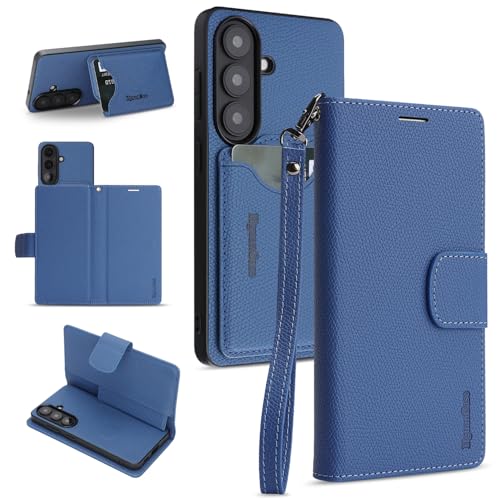 2in1 RFID �X�g���b�v�t�� Galaxy S26 �p �P�[�X SC-51G SCG36 �J�o�[ �蒠�^ PU���U�[ �J�[�h���[ 5�� �J�����ی� �ϏՌ� �}�O�l�b�g �M�����N�V�[ (�u���[)