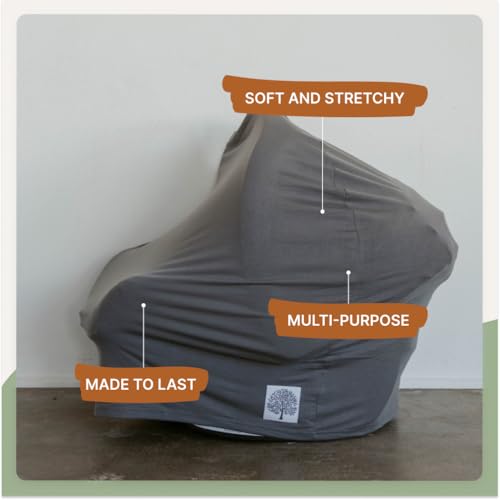 Image of Parker Baby 4 in 1 Car Seat Cover for Girls and Boys - Stretchy Carseat Canopy, Nursing Cover, Grocery Cart Cover, High Chair Cover - inchPewter inch