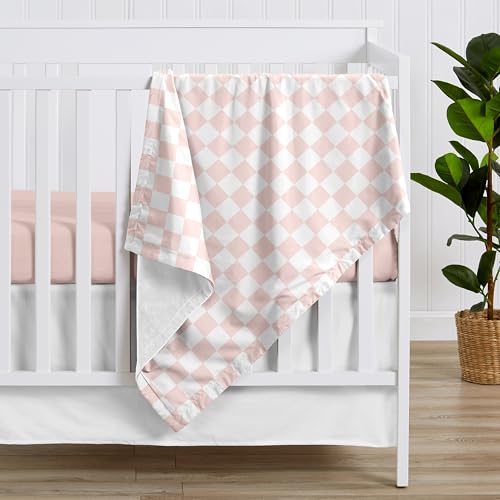 Image of Sweet Jojo Designs Soft Baby Blanket (Pink Gingham Checkered Plaid) for Girls, Infant, Newborns, Toddler 30x36in - Stroller Swaddle Security Receiving Blankets Minky (Vintage, Classic, Checkerboard)