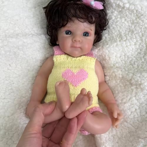 Lifelike 12inch / 30cm Silikon Reborn Baby Puppe Mädchen, realistische handgefertigte Mini Neugeborenes mit verwurzeltem Haar und geöffneten Augen für die Älteren und Kinder – Bild 6