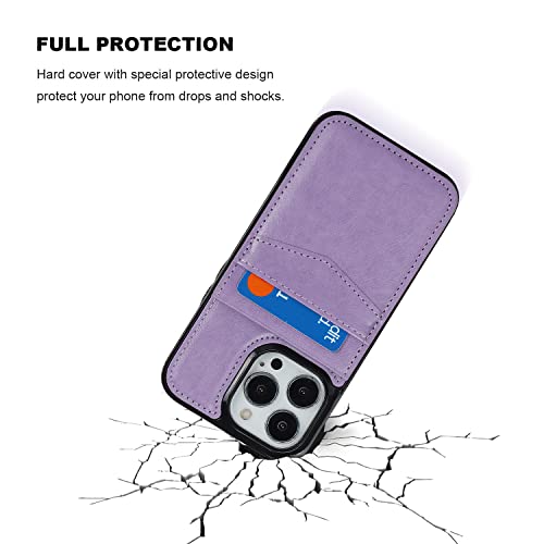 Image of KIHUWEY Compatible with iPhone 13 Pro Case Wallet with Credit Card Holder, Premium Leather Magnetic Clasp Kickstand Heavy Duty Protective Cover for iPhone 13 Pro 6.1 inch(Purple)
