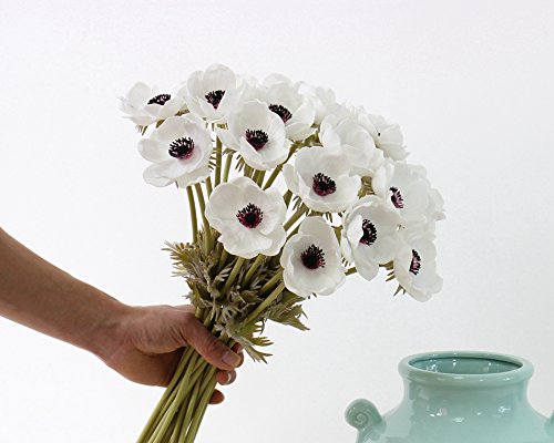 Lebritamfa 5Pcs Artifical Real Touch Pu Anemone Flower Bouquet Room Home Decor (White) #TOP7