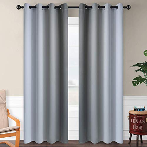 Image of SimpleHome Ombre Grey to Grey White Curtains for Living Room 52Wx96L | Room Darkening Curtains for Bedroom,Gradient Light Blocking Curtain,Thermal Insulated Grommet Window Drapes,2 Panels,96 Inch