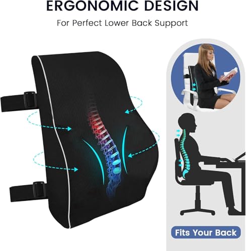 Grin Health SitRight Orthopedic High Density Lumbar Support for Chair & Car Seat Back Support Backrest Lumbar Back Pillow for Car Lumbar Support Back Cushion for Sitting Posture (Black, Large) - Image 7