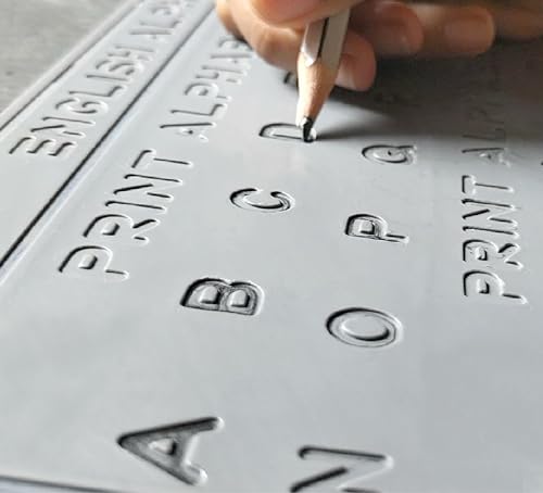 Image of English Alphabet Slate with Total Letters in Grooves in 1 Slate Front & Back for Thorough Practice by tracing with Pencil by Reading & Writing for Foundation at Early Childhood