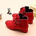 IWIHMIV Girls Ankle Boots Kids Short Booties with Side Zipper Fashion Comfortable Low Heel Dress Shoes（Red,3.5