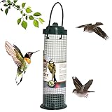 🐦Alimentación Durante Todo el Año: el silo de alimentación de aves silvestres ofrece espacio para 4-5 bolas de grasa, ¡dependiendo de su tamaño! No se oxida, se puede colgar en el campo, patio o jardín durante mucho tiempo sin oxidarse.
