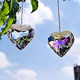 2PCS Heart Crystal Suncatchers, STINO Rainbow Maker for Window, Hanging Sun Catchers with Glass...