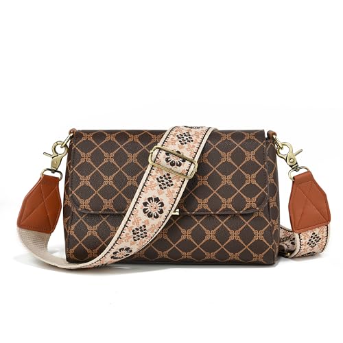 Image of LEMEDE Purse Strap,2 inch Leather End Shoulder Strap Adjustable Replacement,Retro Jacquard Multi-pattern Crossbody Bag Straps