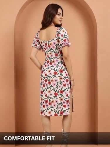 Image of Leriya Fashion Dress for Women | Western One Piece Dress for Women Short & Long | Short Sleeve Casual Summer Dresses for Beach & Stylish Party Outifits Knee-Length
