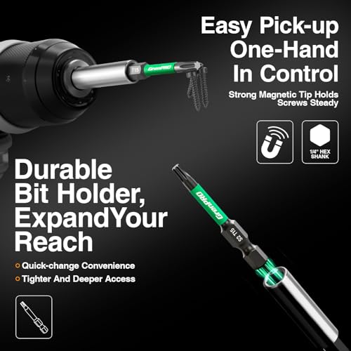 Image of GRENPRO 11Pcs Impact Torx Bits T15, 2 inch S2 Steel Magnetic Screwdriver Bits