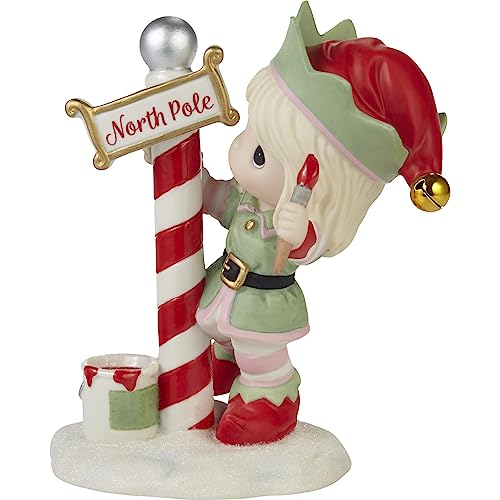 Precious Moments Christmas Figurine | Greetings from The North Pole Annual Elf | Bisque Porcelain Figurine | Holiday Decor & Gifts | Hand-Painted