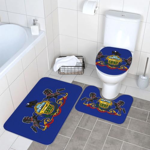 Alfombra de baño estampada Pensilvania juego de alfombrillas de franela inodoro contorneadas 2