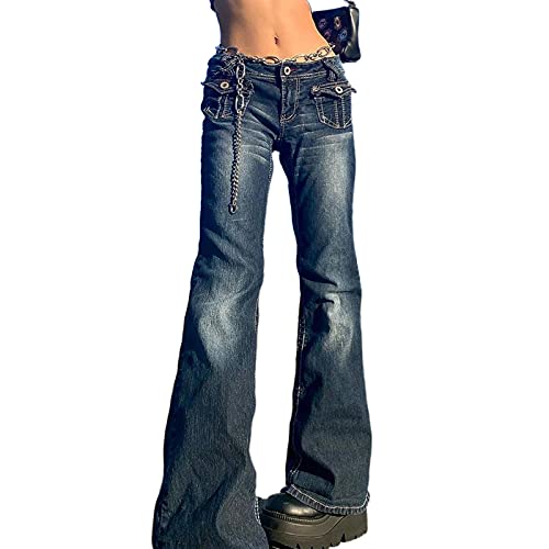 Women Wide Leg Jeans Baggy Low Waist Denim Pants Casual
