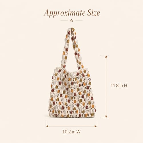 Bolso Tote con Cuentas de Moda Tejido a Mano Boho miniatura 5