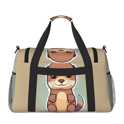 Cartoon Cute Otter print Weekender Overnight Carry On Bag Gym Luggage Bag Duffel Bag for Travel Women2
