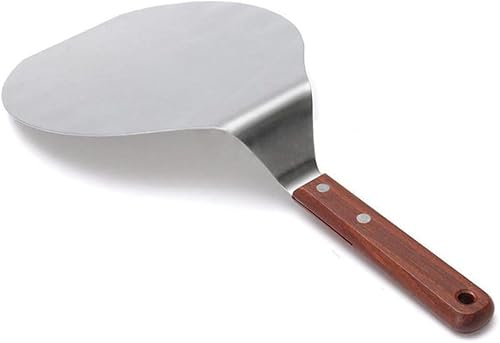 Miniatura 2 de UTENEW - Espátula de acero inoxidable para pizza, pala de cáscara, elevador de pasteles, mango de madera, soporte para placa, herramienta para
