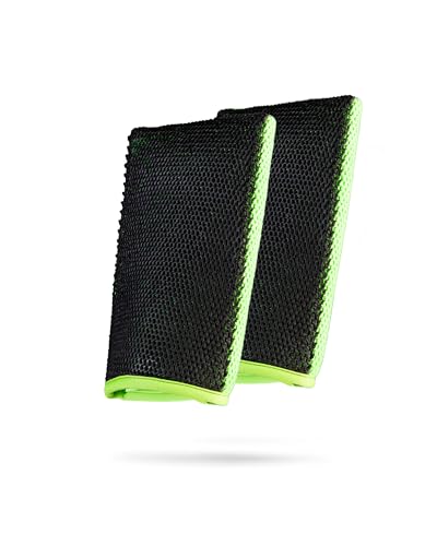 Adams Clay Mitt (Green 2pk) - Car Detailing Medium Grade Clay Mitt Glove Quickly Removes Debris from Your Vehicle Exterior Paint Glass Wheels Chrome & More