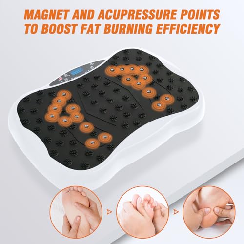 Image of Vibration Plate Exercise Machine for Lymphatic Drainage, 10 Preset Modes & 200-Level Vibrating Platform for Whole Body Fitness, Bluetooth Audio, Home Gym Shake Plate with Resistance Bands