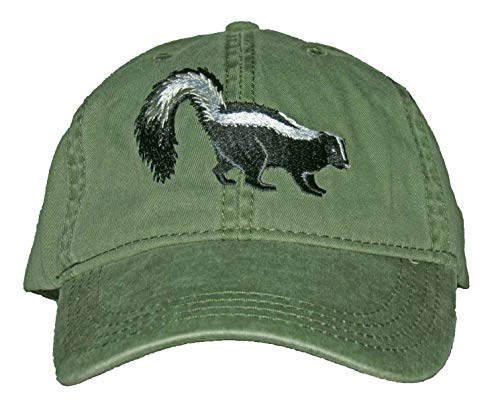 Tom's Bird Feeders Striped Skunk Embroidered Cotton Cap Green