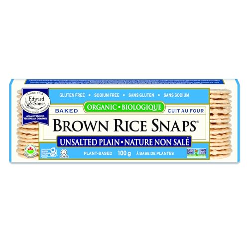 Edward & Sons Organic Unsalted Plain Brown Rice Snaps - Oven Baked, Whole Grain, Gluten Free, No Added Oils, Non-GMO Project Verified, USDA Organic - 3.5 Oz (Pack of 12)