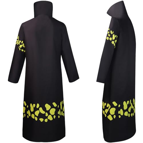 Roncome Unisex Anime Halloween Outfits Men Long Black Jacket Cosplay Costumes Cloak Cape Robe Trench Coat (Two S)