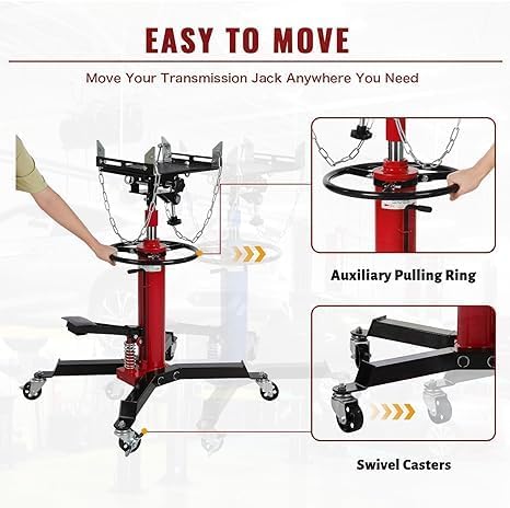 1100 Lb Drive Jack Lift with Pedals, Lift 33.8 "to 72.8" with Rubber Pad, Adjustable Telescopic Hydraulic Drive Jack, 360° Rotating Wheel, Garage/Workshop Lift