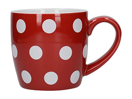London Pottery Tasse aus Keramik in verschiedenen Farben Sets von 2 oder 4 340 ml 4 x Red with White Spots Cover