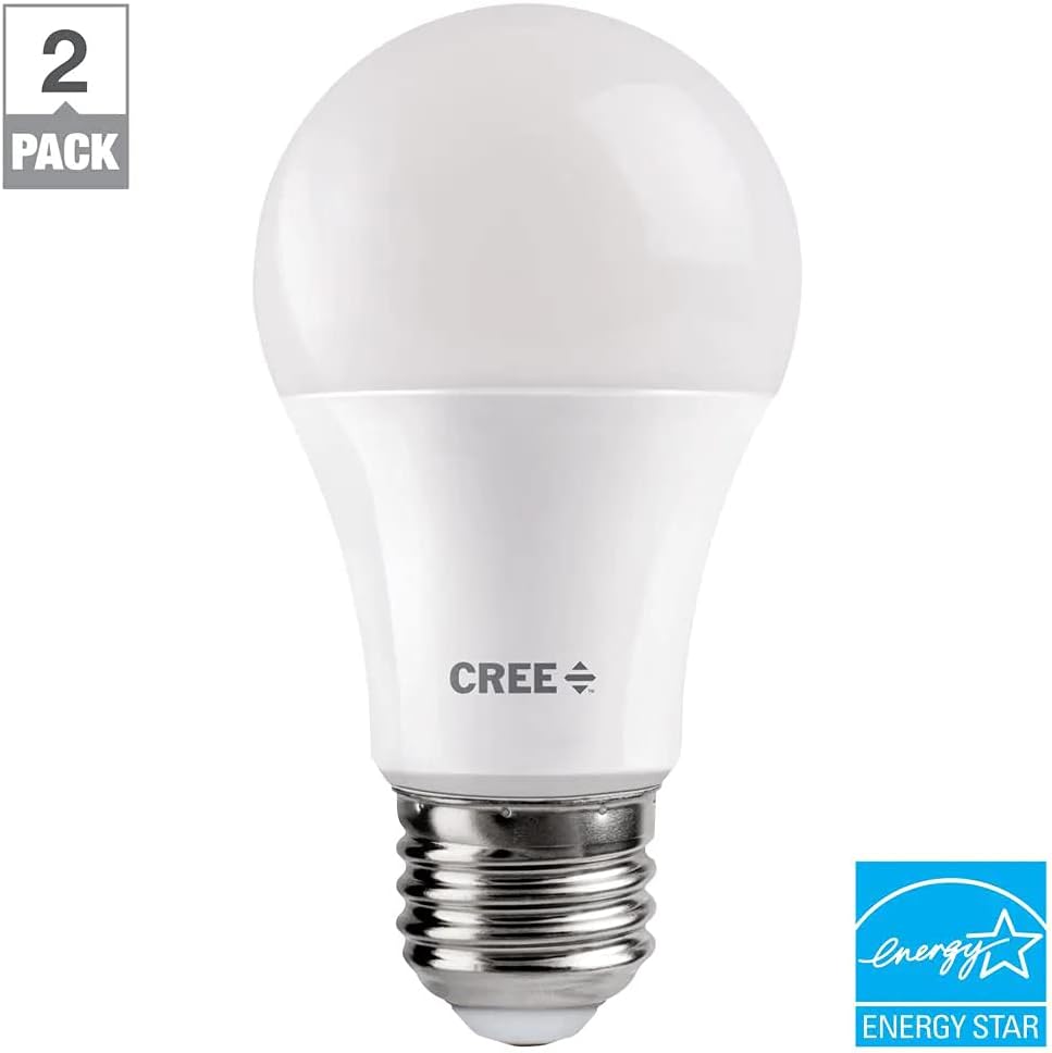 Cree Lighting Exceptional Series A19 Bulb, 5000K Dimmable LED Bulb, 40W + 460 Lumens, Daylight, 2 Pack