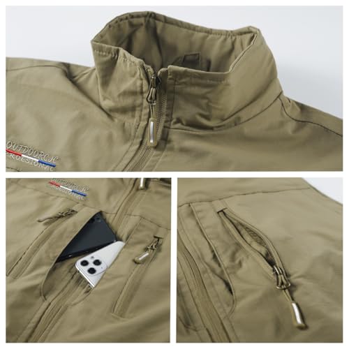Men's Outdoor Utility Fishing Vest, Multi-Pocket Safari Vest with Mesh Lining Solid Color All Seasons3