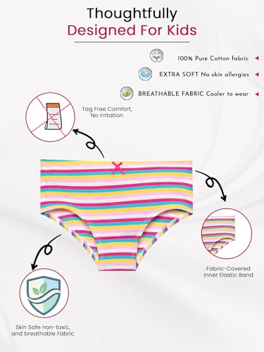 Image of Girls Printed Panty Pack of 5 Print Suitable for All Day wear with Ultrasoft and Durable Waistband for Rash Free Experience (Color & Print May Vary)