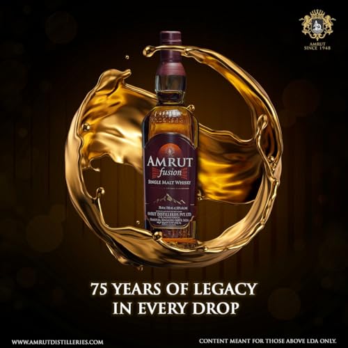 Amrut | Fusion | Indian Single Malt Whisky | 700 ml | 50% Vol. | Rauchiger Singlemalt | Geschmack von Gerste & Malz | Ein Zusammenspiel & Schottland | Nicht kühlgefiltert | Mit Geschenkverpackung