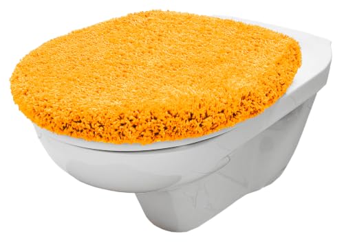 Brandsseller Housse d'abattant de WC - 38 x 48 cm - Découpe en microfibre douce - Pour un confort optimal et un style - Orange