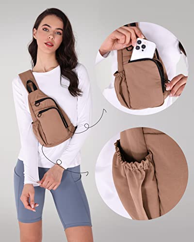 Ododos Crossbody Sling Bag With Adjustable Straps Small Backpack Lightweight Daypack For Casual Hiking Outdoor Travel, Brown #TOP1