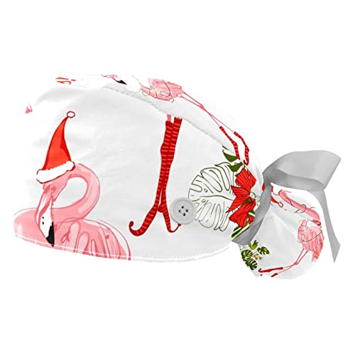 Chapeaux bouffants JDEZ imprimé flamants roses : lot de 2 casquettes de travail respirantes