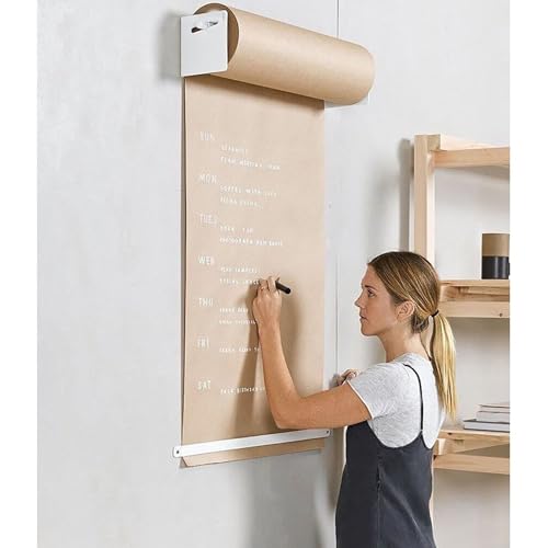 Dispenser di carta kraft da parete con taglierino, include rotolo da 50 metri, ideale per liste di cose da fare e facile organizzazione