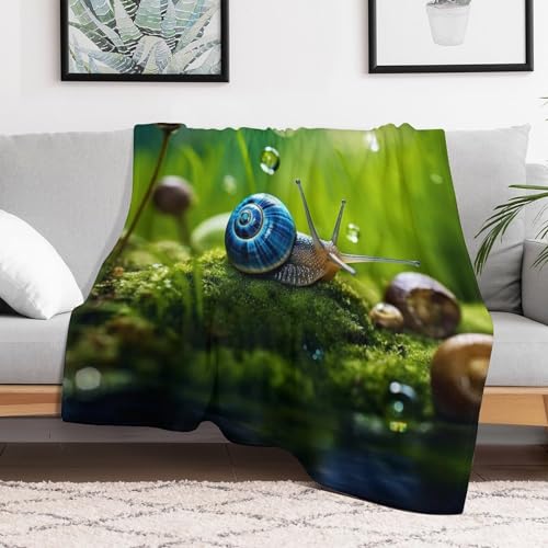 Couvertures pour canapé ou lit en flannel motif escargots grand plaid chaud lavable en machine