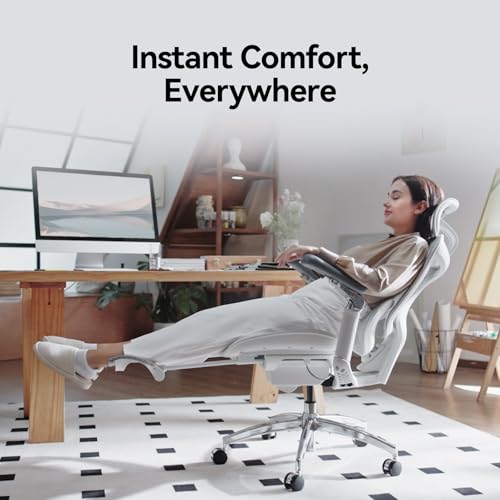 Image of SIHOO Doro C300 Pro Ergonomic Office Chair with Footrest, Ultra-Soft 6D Armrests, Dynamic Lumbar Support, Seat Depth Adjustment and Adjustable Backrest, Big and Tall Desk Chair 2 Packs (Grey)