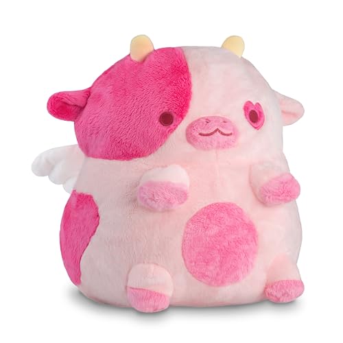 Image of Cupid Cow Heatable Plush for Period Cramp Relief & Emotional Support, Microwavable Soft Toy Plushies, Coolable Stuffed Animal for Anxiety, Valentine's Day Gift for Pain Relief (Cupid Strawberry)