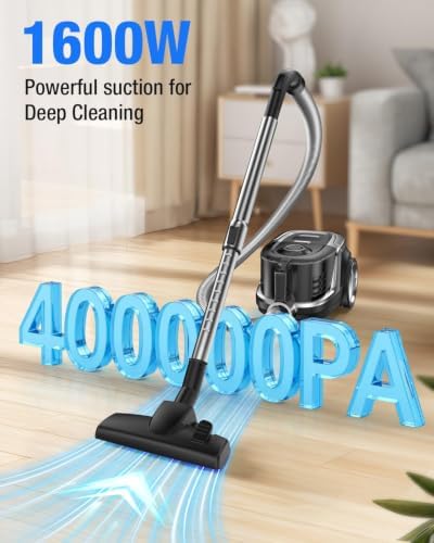 Zefiro Canister Vacuum Cleaner, 1600W Canister Vacuum - 1