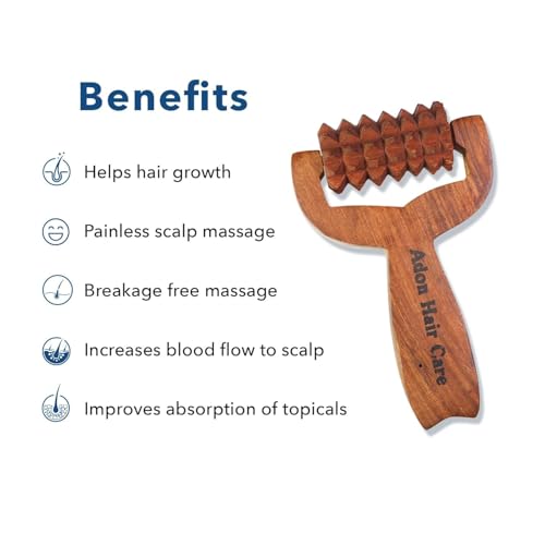 Image of Adon (Waidon) Balayantra Wooden Roller Pack of 2 | Manual Head Massager | Promotes Hair Growth | Blood Circulation | Pain Relief Balyantra | Hair Scalp Care | Dandruff Removal for Men & Women Bala yantra