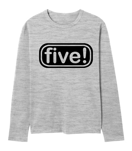 Five! 5th Birthday T-Shirt for Toddler - 5 Years Old Boy Party Outfit/Tee Gift 6 Gy/H LS