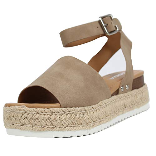 soda women's open toe ankle strap espadrille sandal
